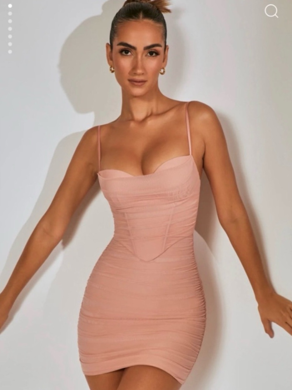 Oh Polly jaded ruched corset mini dress blush